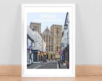 Ripon, North Yorkshire / Travel Poster / Art Print / Picture / Wall decor. Birthday anniversary gift. Hand Signed, framed ready to hang