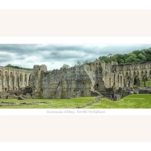 Rievaulx Abbey, North Yorkshire print, poster, Picture, art Wall decor Painting. Artist signed. Panoramic. Birthday Anniversary Wedding gift