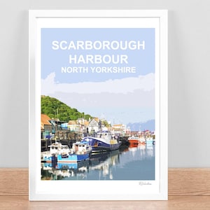 Scarborough North Yorkshire print, Travel Poster, Picture, Wall art, home decor landscape Birthday wedding anniversary gift Framed