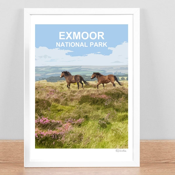 Exmoor National Park Somerset Devon print, Travel Poster, Picture, Wall art home decor. Hand Signed. Birthday wedding anniversary gift.