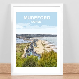 Mudeford Dorset Art Print Travel Poster Picture Home Wall decor Hand Signed Christchurch New Forest Framed Birthday Anniversary Wedding gift