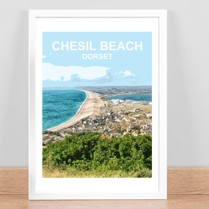 Chesil Beach, Dorset art print | Travel Poster | Picture | Wall decor. Hand signed, framed ready to hang