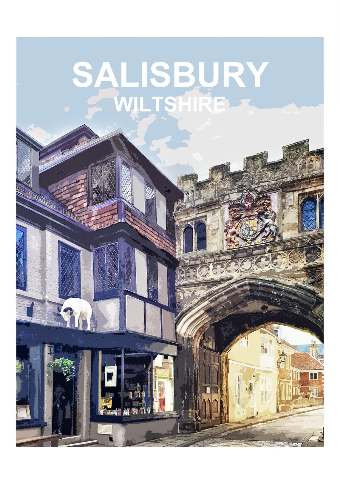 Salisbury Wiltshire Art Print / Travel Poster / Picture / Etsy
