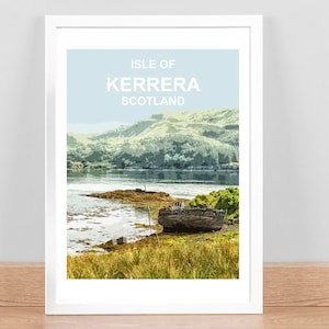 Isle of Kerrera Scotland art print Travel Poster Picture Wall decor. Hand signed framed Scottish Highlands Birthday Wedding Anniversary gift