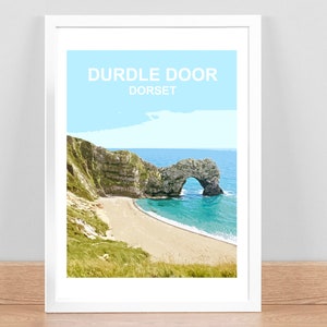 Durdle Door, Dorset art print | Location Travel Poster | Picture | Wall art decor. Hand signed, framed.