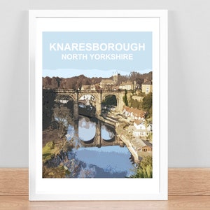 Knaresborough North Yorkshire art print, travel Poster, Picture, Wall art decor. ,Hand signed. Birthday Wedding Anniversary gift