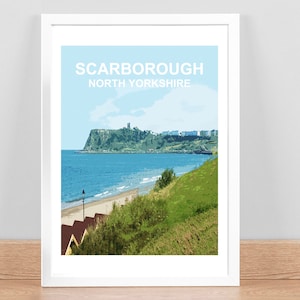 Scarborough North Yorkshire art print, Travel Poster, Picture, Home Wall Decor. Home decor. Hand signed Birthday Wedding Anniversary gift