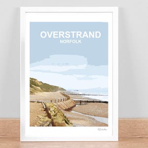 Overstrand Norfolk art print, Travel Poster, Picture, Home Wall decor, Landscape. Birthday wedding anniversary gift. Hand signed. Framed