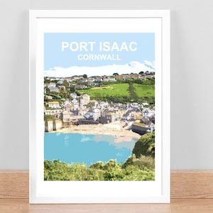 Impresión artística de Port Isaac Cornwall, póster de viaje, imagen, decoración del hogar. Arte mural. Listo para colgar.