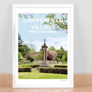 Chipperfield Hertfordshire Print, Poster, Picture, Wall Art decor. Hand Signed. Framed. Chiltern Hills. Birthday, Wedding, Anniversary gift