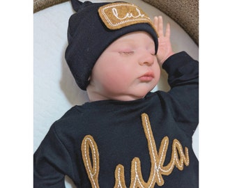 Baby Boy Coming Home Outfit Black,Newborn Boy Coming Home Outfit,Baby Boy Gift,Personalized Going Home Outfit Baby Boy, Newborn Set Name