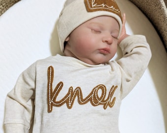 Baby Boy Coming Home Outfit Brown,Newborn Boy Coming Home Outfit,Baby Boy Gift,Personalized Going Home Outfit Baby Boy, Newborn Set Name