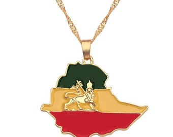 Äthiopische goldfarbene Halskette mit Löwenschmuck