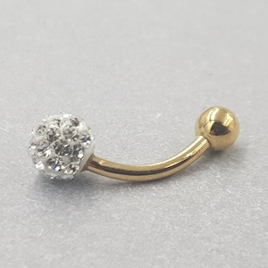 Gold Belly Piercing | gold belly bar | belly button piercing in 18k gold | 18k gold belly button ring | gold navel ring