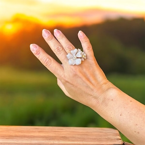 Cherry flower ring, big flower ring, delicate flower ring, 925 Sterling Silver flower shaped ring, Premium Silver Ring, Large flower ring