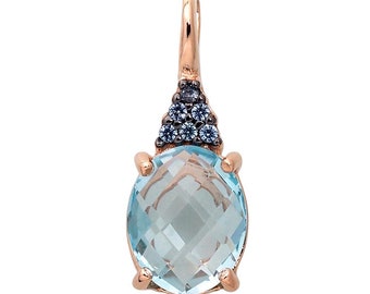 Blue topaz gold pendant. Blue Topaz - December Birthstone pendant in 14k rose gold