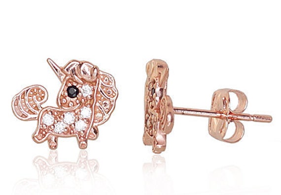 Orecchini Unicorno In Oro 18k Per Bambine - Gioielli Sicuri Con Chiusura A Vite - Foto 11