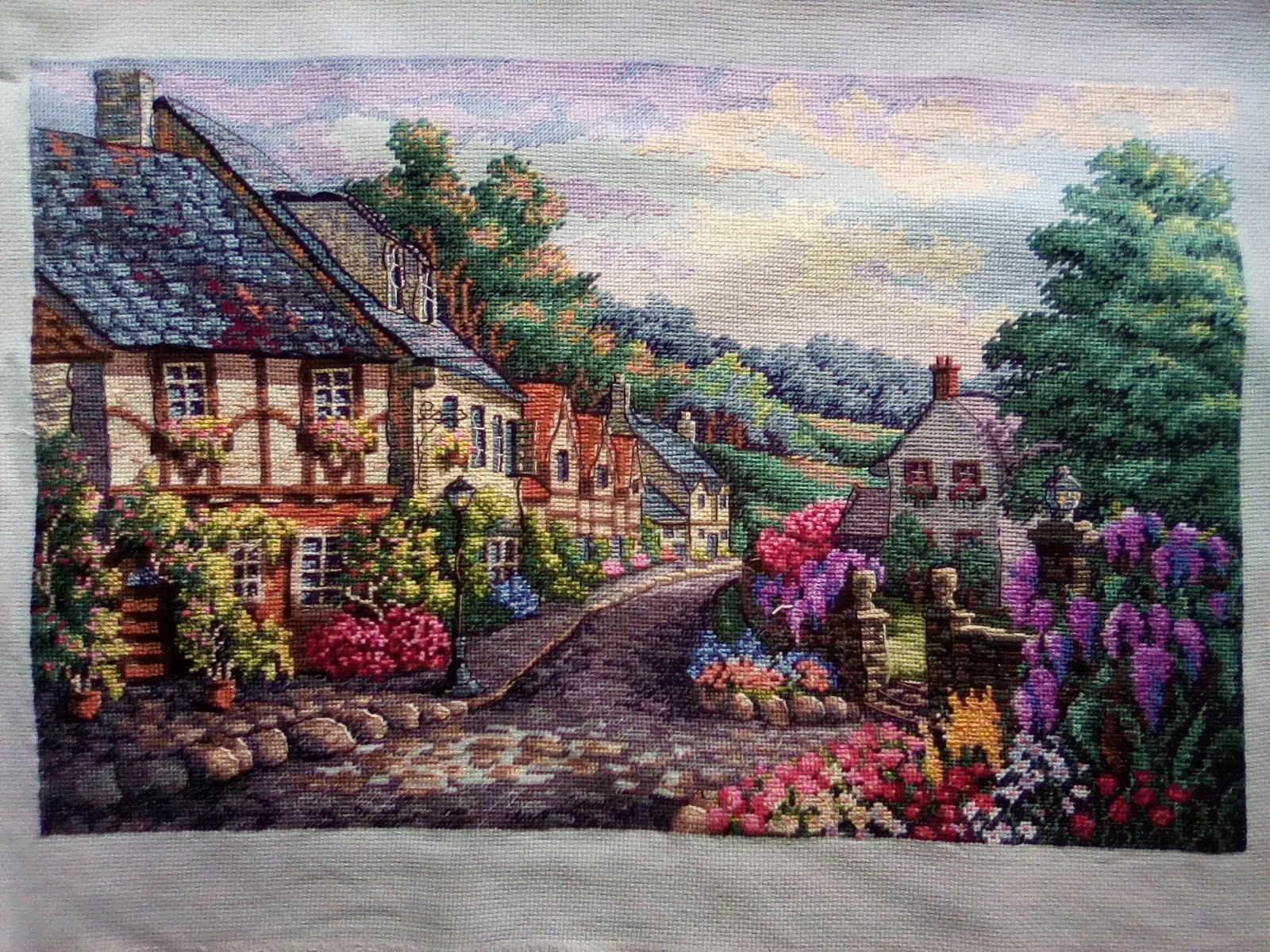 Village Street Finished Cross Stitch Etsy