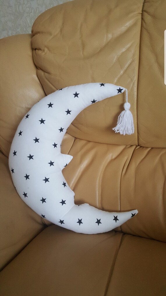 Moon pillow cushion white with black Moon shaped pillow | Etsy