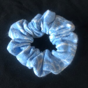 Baby blue paisley flannel scrunchie