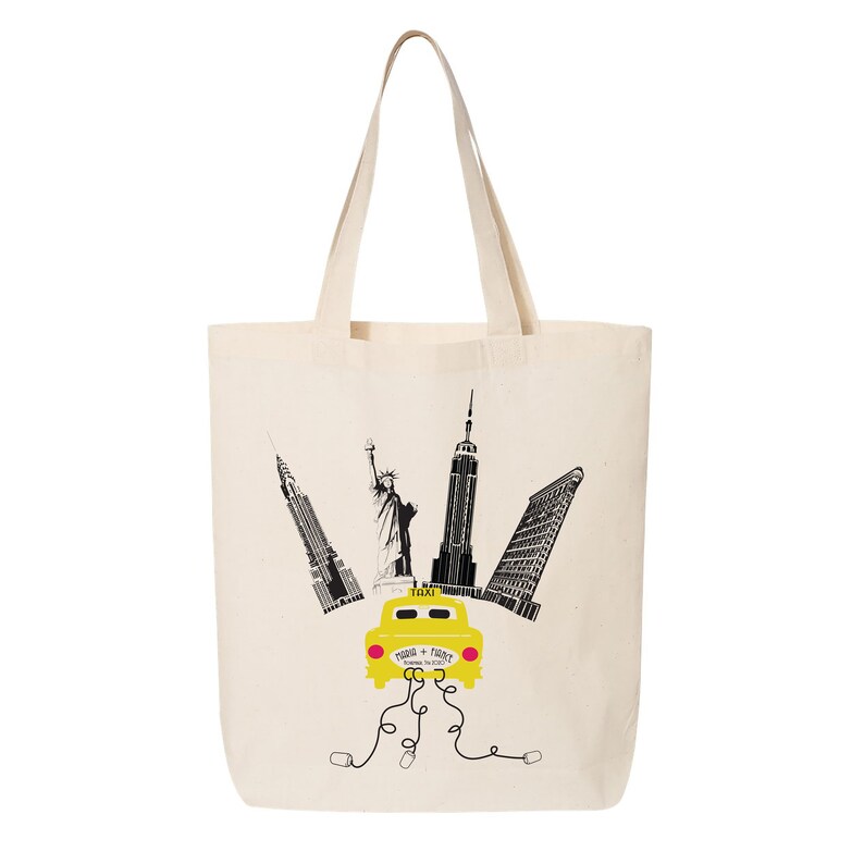 NYC Themed Wedding Tote Bags Customized Bridal Party Etsy