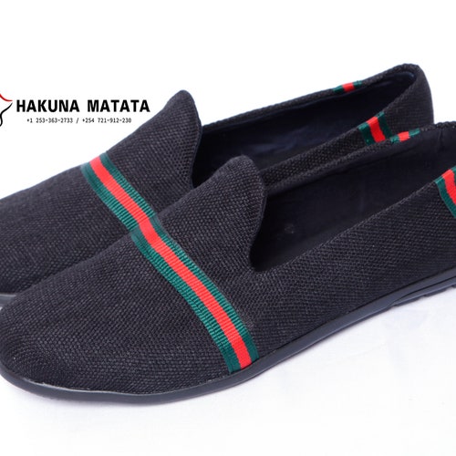 FERUCCI Handmade Men Plain Black Velvet with Gold Toe
