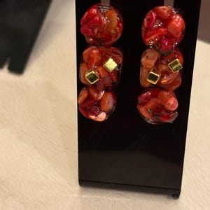 Red and gold gemstone earrings