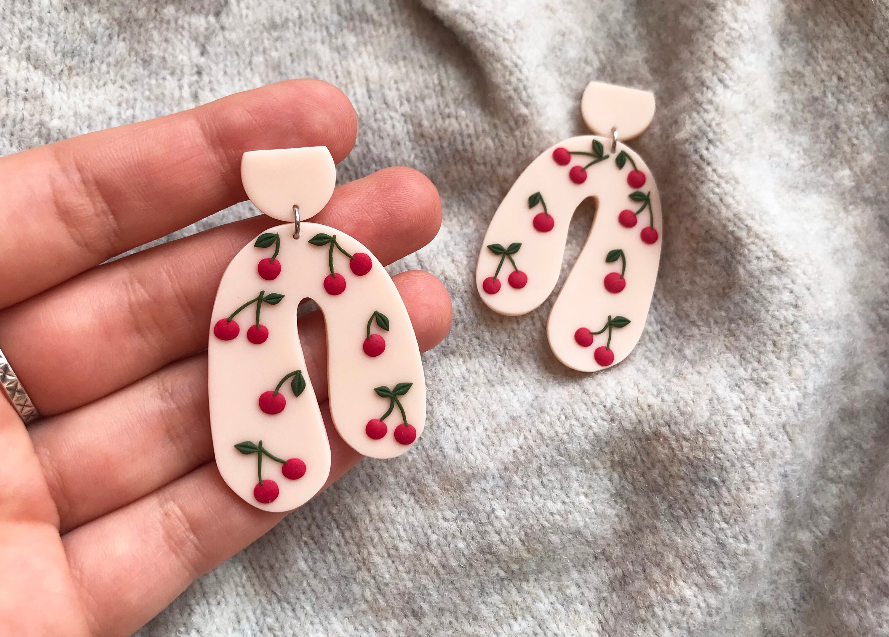 MIA with Cherry // Polymer Clay Earrings / Cherry Earrings Etsy