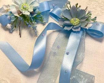 Powder Blue Handmade Hair Accessories Clips and Bows