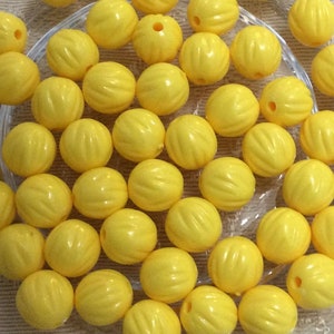 100 Yellow Melon Beads: 12mm Craft Beading Supplies