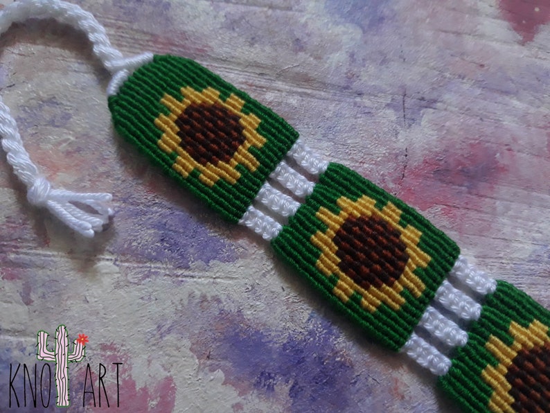 Sunflowers Friendship bracelet macrame technique flower Etsy