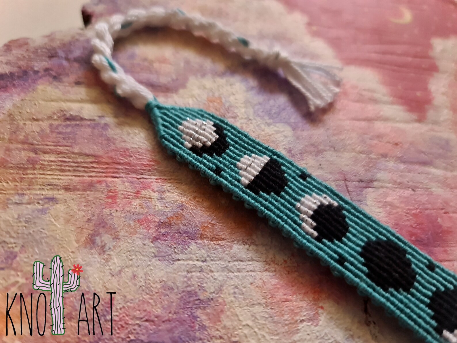 Moon Friendship bracelet pastel blue moon phases sparkly Etsy