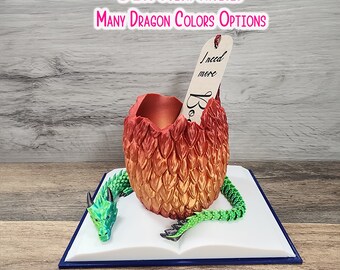Open Book Dragon Pen/Bookmark Holder: Articulated Fidget Dragon