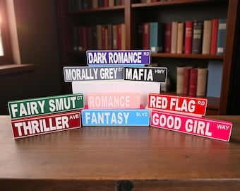 3D Printed Book Genre Street Signs - Thick Self Standing Sign