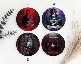 Dark Romance Bookish Ceramic Coasters (individual or 4-piece set)