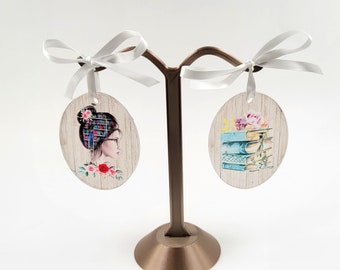 Book Lover Christmas Ornaments (sublimated clear acrylic)