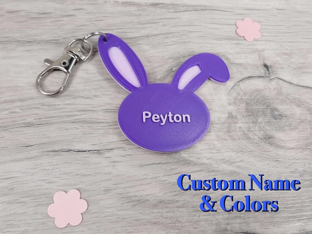 Bunny Keychain (3D Printed) - CUSTOM NAME & COLORS - Etsy