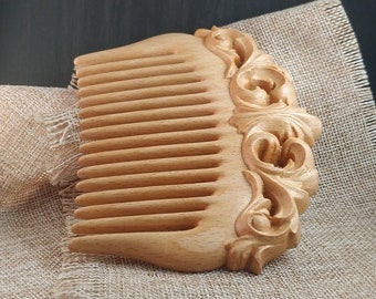 Wooden hair comb carved, Wood comb, Wooden hairbrush, hand carved comb, Personalized comb, Handmade comb, Wood carving, Natural comb