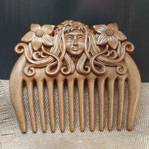 Women comb, Wood comb, Women accessories, Art Nouveau comb, Wooden hairbrush, Carved comb, Natural organic comb, Mum gift, Comb for women