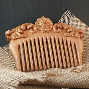 Carved comb, Wooden comb, Hair comb, Wood hair comb, Handmade comb, Beard comb, Personalized comb, Anti static comb, Beech wood, haircare