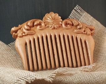 Carved Beech Wood Comb: Handmade Anti-Static Hair/Beard Comb