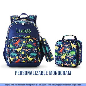 Dinosaur Monogram backpack, monogram school bag, personalized backpack, Personalized lunch bag, Pencil case, kids gift, holiday gift