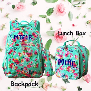 Monogram Backpack and Lunch Bag: Personalized School Bag, Kids Gift