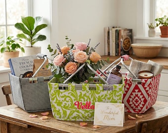 Personalized Market Basket Tote: Foldable Aluminum Frame