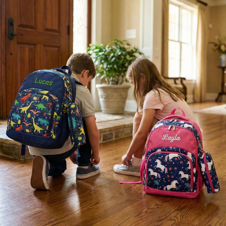 Dinosaur Monogram Backpack: Personalized School Bag & Lunch Bag image 4