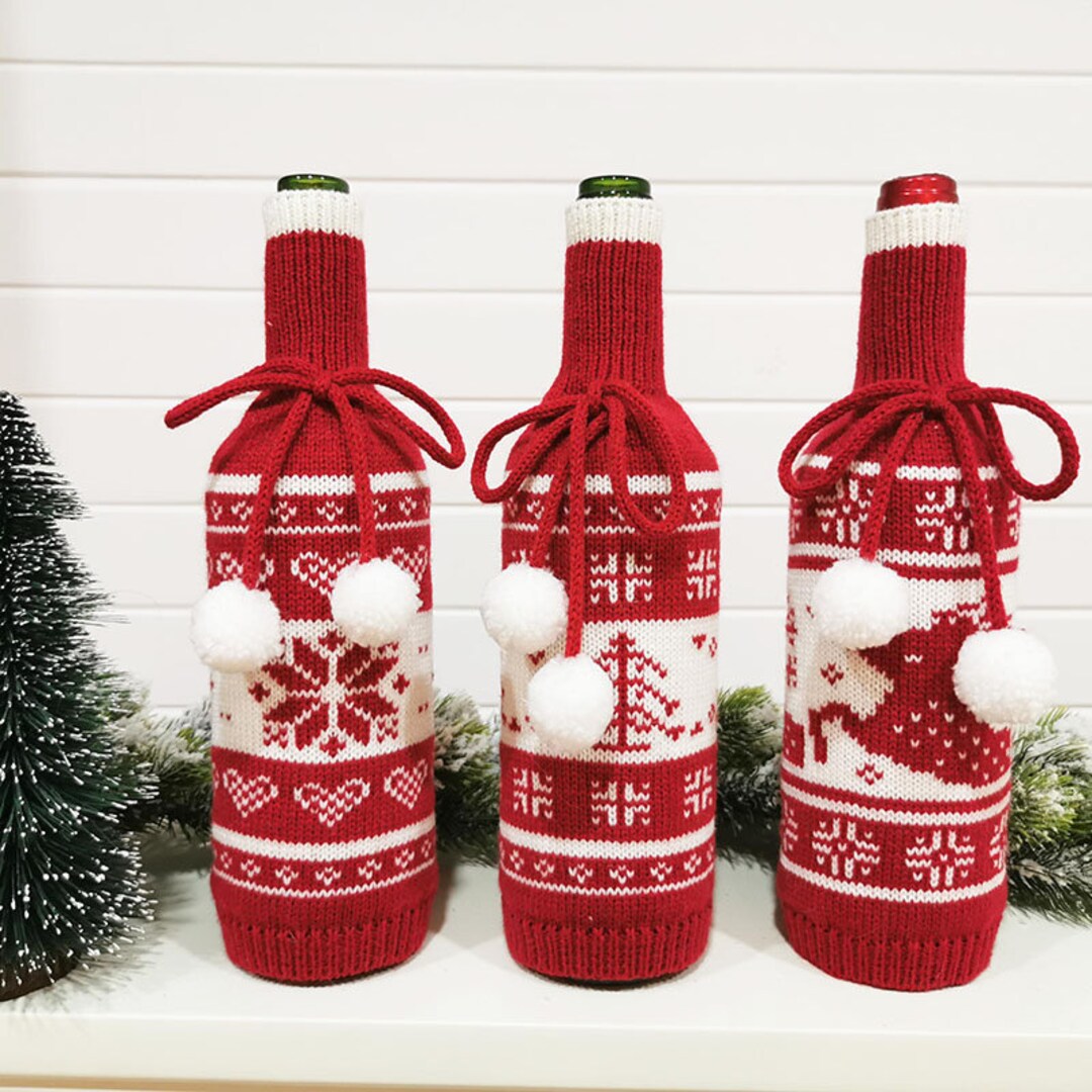 Christmas Bottle Cover, Bottle Bag, Bottle Holder, Sweater Bottle Bag