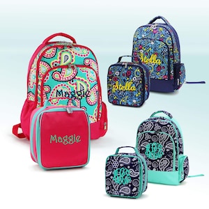 Personalized Backpack , Insulated Lunch Box , Paisley pattern.