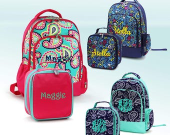 Personalized Backpack , Insulated Lunch Box , Paisley pattern.