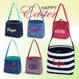 Personalized Easter Bucket for Children, Embroidered Easter Tote for Kids, Monogram Easter Egg Bucket for Girls and Boys, Easter gifts