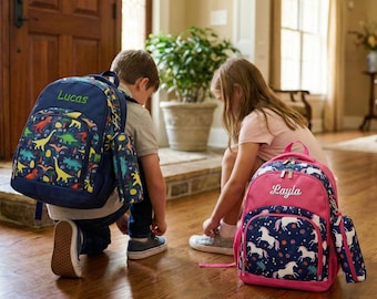 Unicorn Monogram Backpack: Personalized School Bag & Lunch Bag